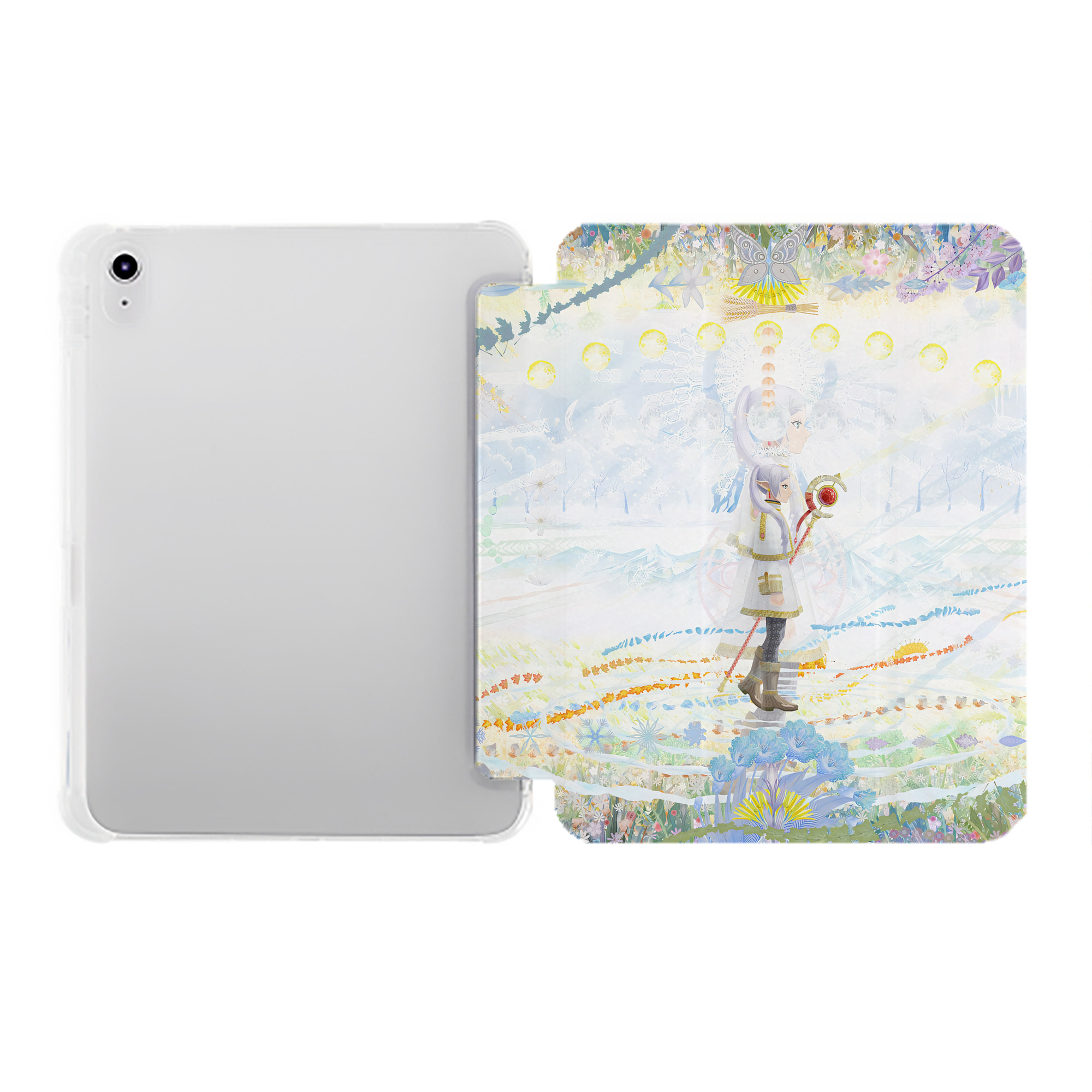 （画像用） 葬送のフリーレン Frieren IPad ケース ペン収納付き 三つ折りスタンド PUレザー×シリコン 対応機種9.5/10.5/10.9インチ
